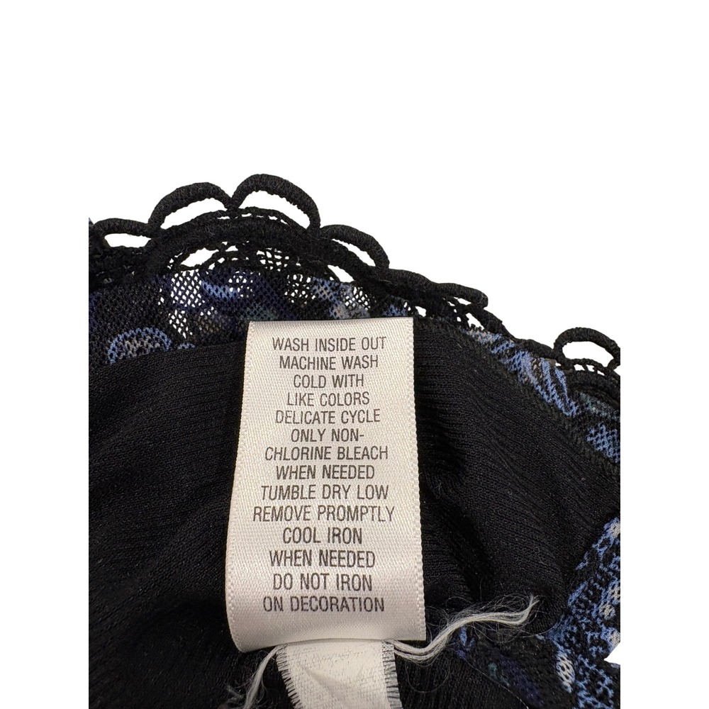 Mesh top black blue crochet lace beaded Sz M boho grunge whimsigoth Y2K Romantic - Picture 7 of 7